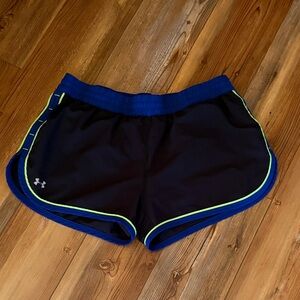Under Armour Women's Black Shorts with Blue Trim